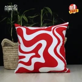 Cushion Cover, Red & White, (20x20), Buy 1 Get 1 Free_78283