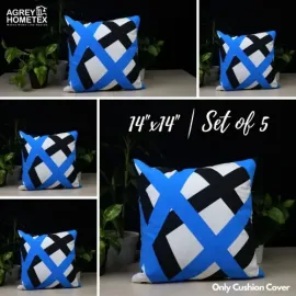 Exclusive Cushion Cover, Blue & Black (16x16) Set of 5, 78048