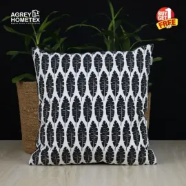 Cushion Cover, Black & White, (14''x14''), Buy 1 Get 1 Free_77045