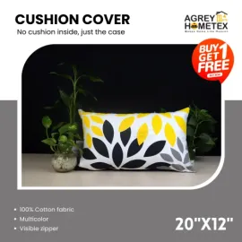 Exclusive Cushion Cover, Black, Yellow, Ash, (20x12) Buy 1 Get 1 Free_78317