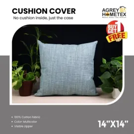 Decorative Cushion Cover, Multicolor (14x14) Buy 1 Get 1 Free_78555