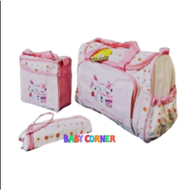 Multi-Functional Baby Diaper Bag 3 pcs (Pink)