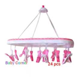 Clip Hangers For Baby Clothes (24 pcs Clip) Multicolor