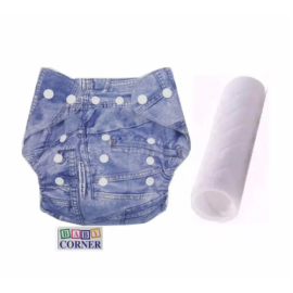Reusable Baby Cloth Diapers (3 kg to 15 kg) -Multicolor (1 pcs nappy with 1 pcs cloth 3 layer)