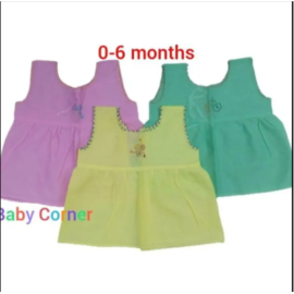 3 pcs Baby Nima frok Multicolor (0-6 months)9 X 11 inch