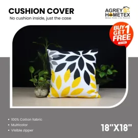 Exclusive Cushion Cover, Black, Yellow, Ash, (18x18) Buy 1 Get 1 Free_78315