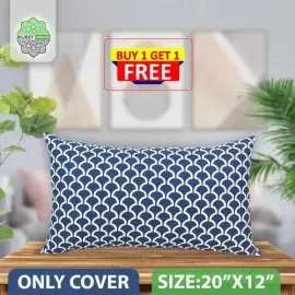Decorative Cushion Cover, Navy Blue (20x12), Buy 1 Get 1 free_77624
