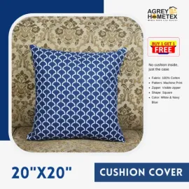 Decorative Cushion Cover, Navy Blue (20x20), Buy 1 Get 1 free_77655