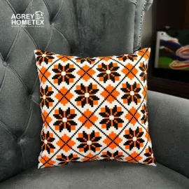 Exclusive Cushion Cover, Orange & Black