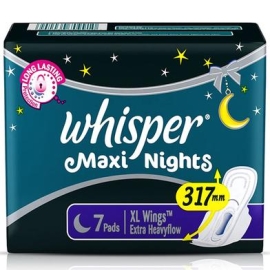 Whisper Ultra Night Heavy Flow Sanitary Pads for Women, XL 7 Napkins