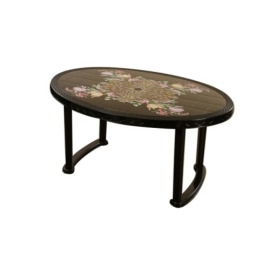 6 Seated Deluxe Table-Print Black Flower (Pl/L)