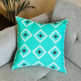 Decorative Cushion Cover with pillow, Sky Blue & White (16x16), (18x18)