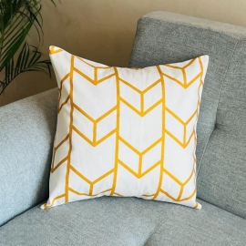 Decorative Cushion Cover with pillow, White & Orange (16x16), (18x18)