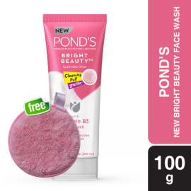 Buy Pond's Face Wash Bright Beauty 100g and Get Free Cleansing Puff