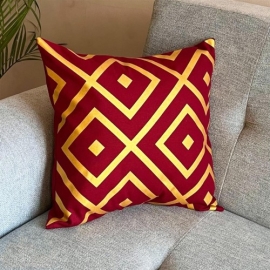 Decorative Cushion Cover with pillow, Red & Gold (16x16), (18x18)