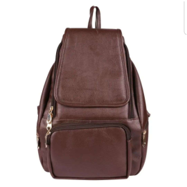 Premium Quality Artificial Leather Ladies Bagpack College Bag University Bag Fashion Bag_Coffee color