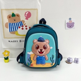 Kids Casual School Bag, Kindergarten Cartoon Pattern Hard Case Adjustable Backpack, 6 image