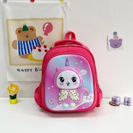 Kids Casual School Bag, Kindergarten Cartoon Pattern Hard Case Adjustable Backpack, 2 image