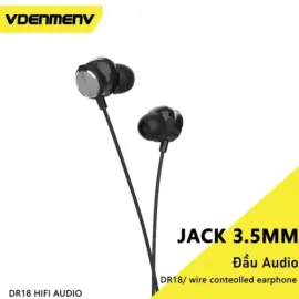 VDENMENV DR18 Earphone 1.2Meter Plastic Housing with Microphone controller, 2 image