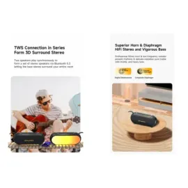 Awei KA2 TWS RGB Colorful Light Portable Wireless Bluetooth Speaker IPX5 Waterproof With FM Radio TF Card, 3 image