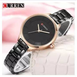 CURREN 9015 Black Stainless Steel Watch For Women - RoseGold & Black, 4 image