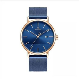 NAVIFORCE NF3008G Royal Blue Mesh Stainless Steel Analog Watch For Men - RoseGold & Royal Blue