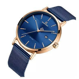 NAVIFORCE NF3008G Royal Blue Mesh Stainless Steel Analog Watch For Men - RoseGold & Royal Blue, 4 image