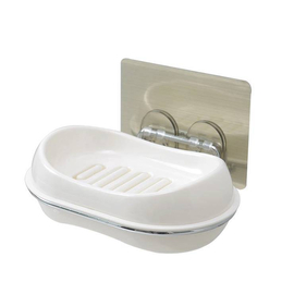 Soap Dish Plastic Adhesive stick on-White