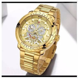 NAVIFORCE NF9158 Golden Stainless Steel Chronograph Watch For Men - Golden, 2 image