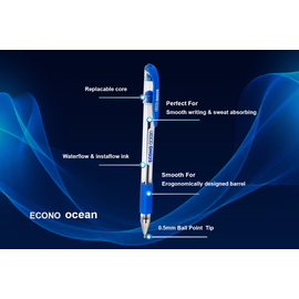 Econo Ocean pen Blue body color- 15 Pcs pens /Quantity - unique Ball point pens - Black ink color - Standard qualities pens with stylish gripper, 7 image