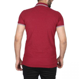 Men's Maroon Solid Polo Shirt, 3 image