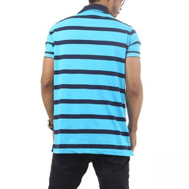 Men's Light Blue Stripe Polo Shirt, 3 image
