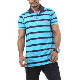 Men's Light Blue Stripe Polo Shirt