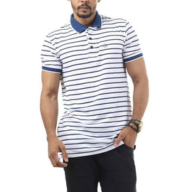 Men's White Stripe Polo Shirt
