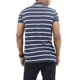 Men's Navy Blue Stripe Polo Shirt, 3 image