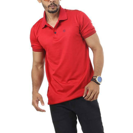 Men's Red Polyester Mix Polo Shirt