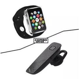 Combo of A1 Smart Watch Phone Mate for iOS and Android - Black and RB-T7 Bluetooth Headset - Black, 3 image