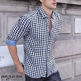 Trendy Black & White Check Long Sleeve Casual Shirt