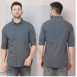 Trendy Deep Gray Long Sleeve Casual Shirt, 2 image