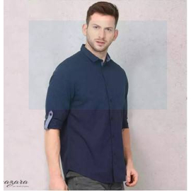 Trendy Navy Blue Long Sleeve Casual Shirt, 2 image