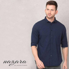 Trendy Navy Blue Long Sleeve Casual Shirt