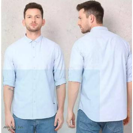 Trendy Light Sky Blue Long Sleeve Casual Shirt, 2 image