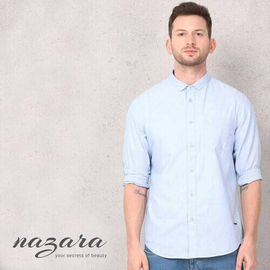 Trendy Light Sky Blue Long Sleeve Casual Shirt