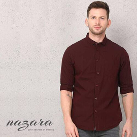 Trendy Dark Maroon Long Sleeve Casual Shirt