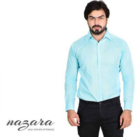 Trendy Sky Blue Long Sleeve Casual Shirt