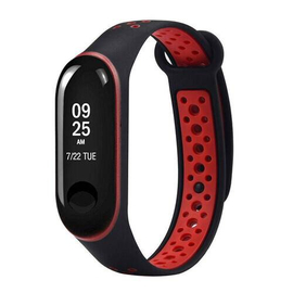 Soft silicon Strap for Xiaomi Mi Band 3 and 4- Black and Red, 2 image