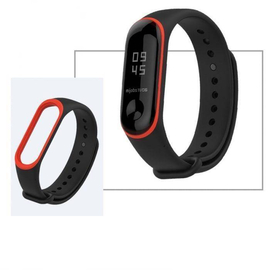 Replaceable Wrist Strap for Mi Band 3 - Black and Red