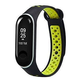 Soft silicon Strap for Xiaomi Mi Band 3 and 4- Black and Green, 2 image