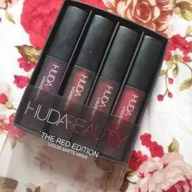 Huda beauty Mini Liquid Matte Lipstick Red edition - 4 pecs lippi set, 4 image