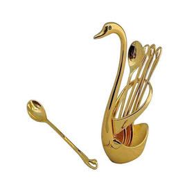 Swan Stainless Steel Coffee Spoon - Gold